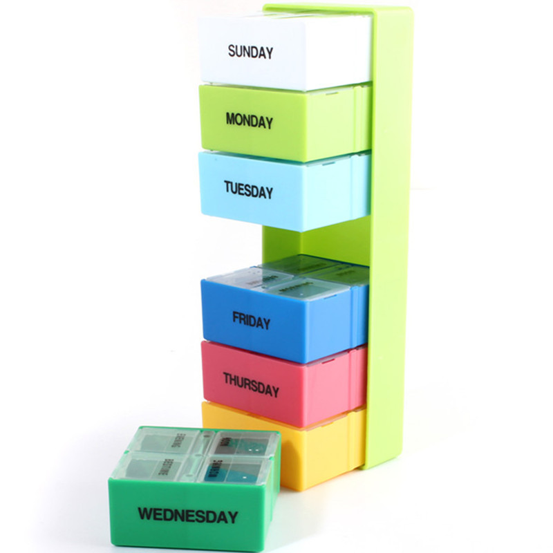 new arrival high standard weekly 7 day colorful medicine boxes holder storage organizer container case
