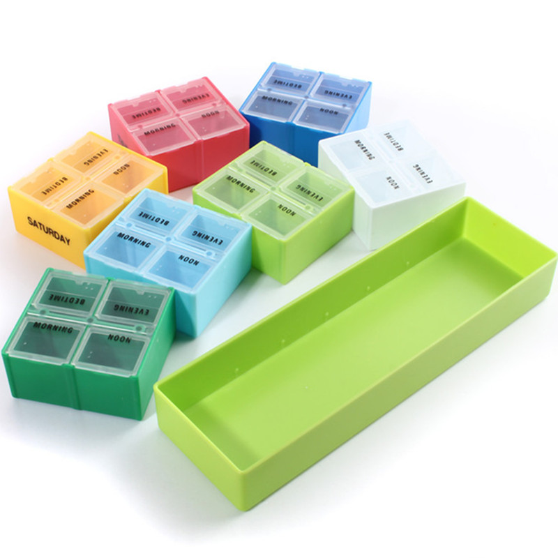 new arrival high standard weekly 7 day colorful medicine boxes holder storage organizer container case