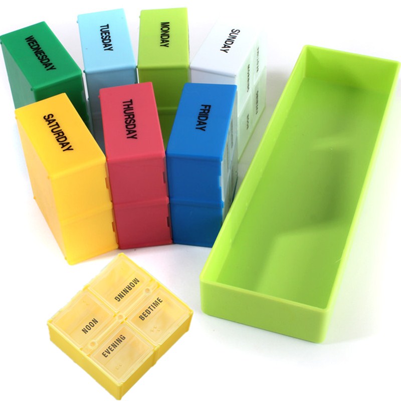 new arrival high standard weekly 7 day colorful medicine boxes holder storage organizer container case