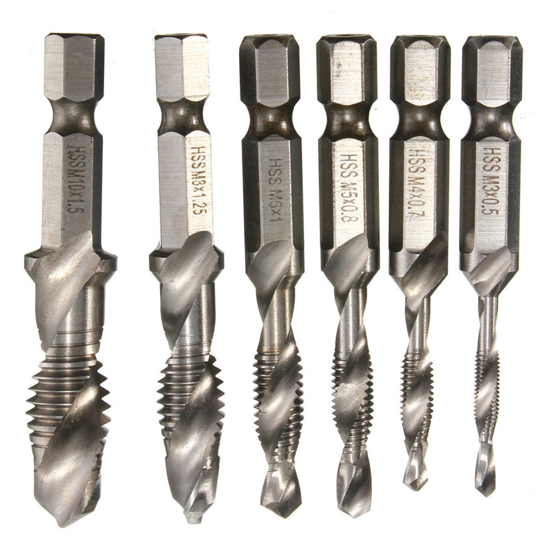 new arrival special offer top selling 6pcs high speed steel drill tap countersink set metric combination drill tap m3-m10 hss