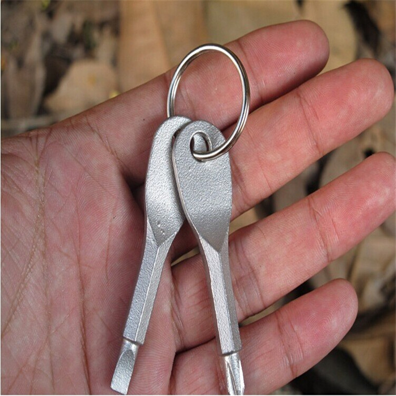 new arrival stainless keychain screwdrivers set 2 keys compact pocket outdoor tool kits