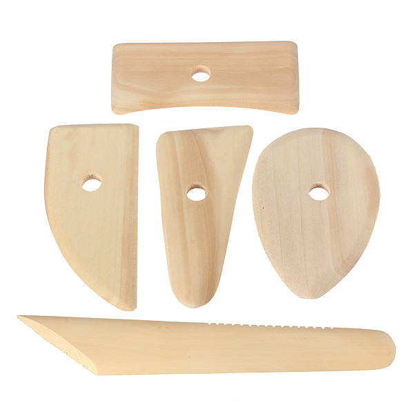 new arrvial!!! 5pcs clay sculpture sculpting tool wooden potters ribs set school art supplies