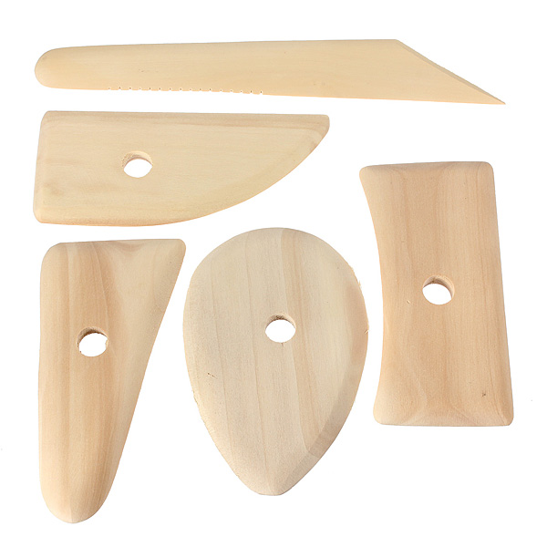 new arrvial!!! 5pcs clay sculpture sculpting tool wooden potters ribs set school art supplies