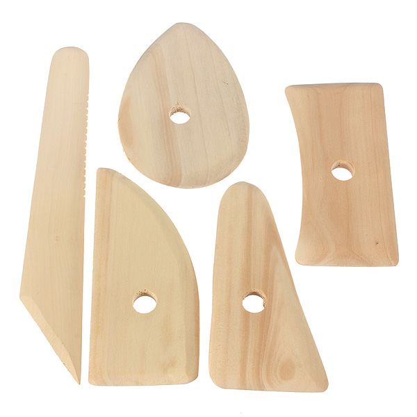 new arrvial!!! 5pcs clay sculpture sculpting tool wooden potters ribs set school art supplies