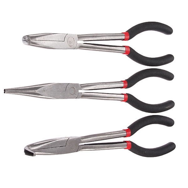 new arrvial!! multifunctional 3pcs 11-inch set bent 45 degree 90 degree straight tip needle nose pliers mechanics hand tools set