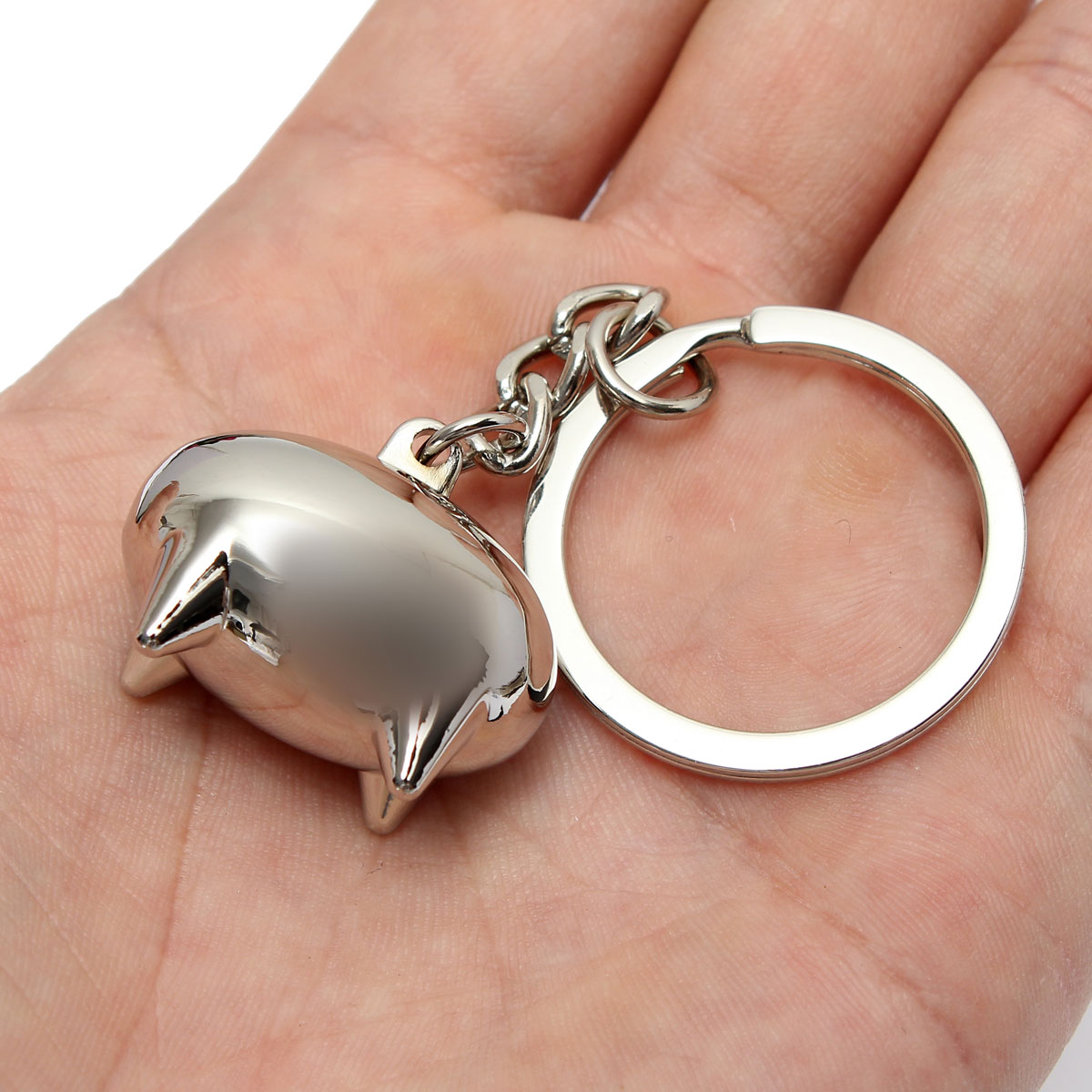 new cute mini pig pendant keyring ring keyfob keychain love gift pocket silver