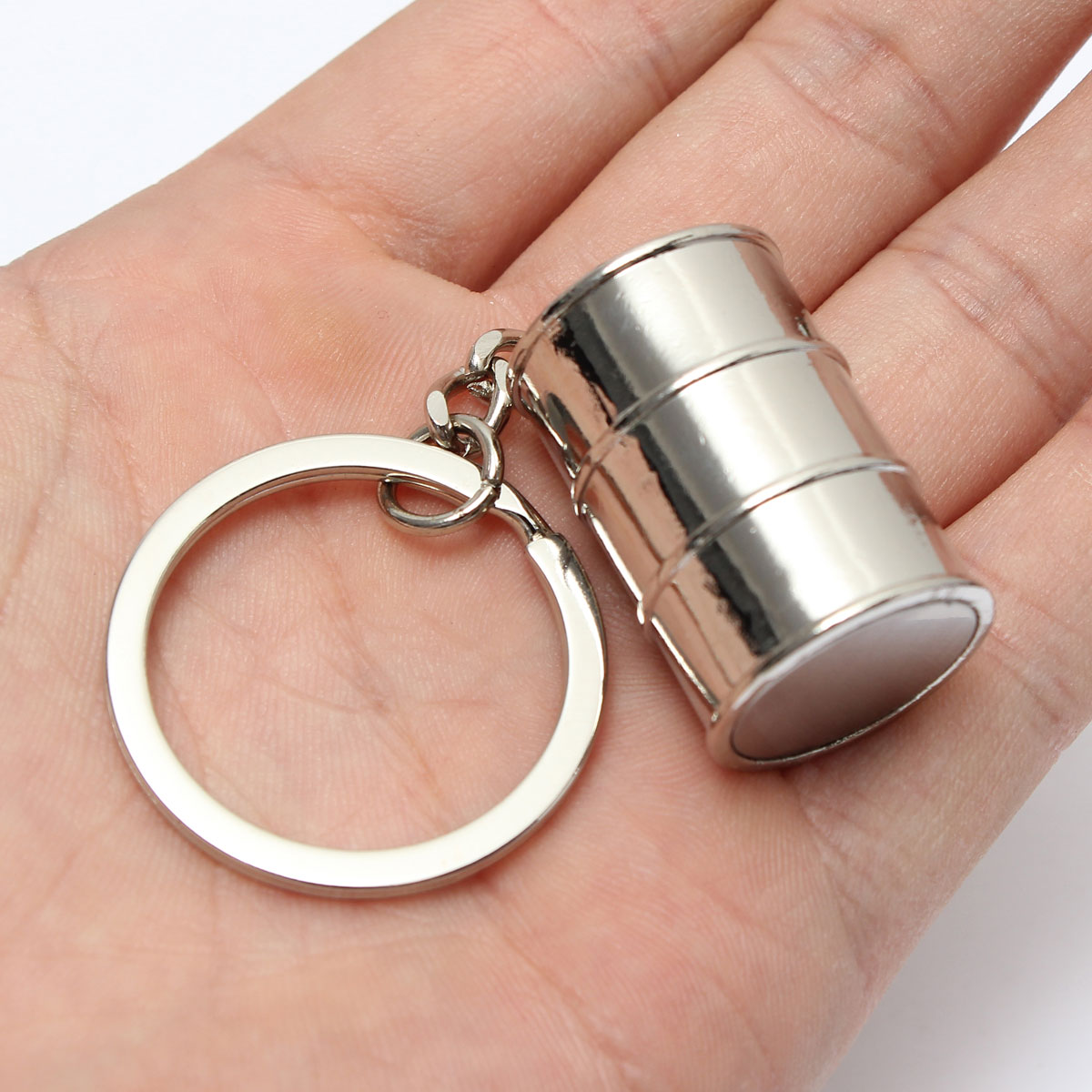 new mini bucket piston model metal key ring keyfob keychain for creative gift silver