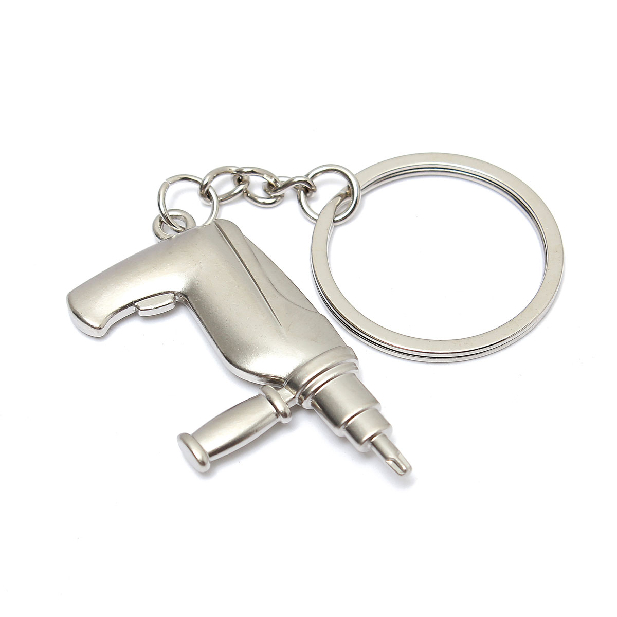 new mini electric drill shaped metal pendant key ring keyfob keychain for creative gift
