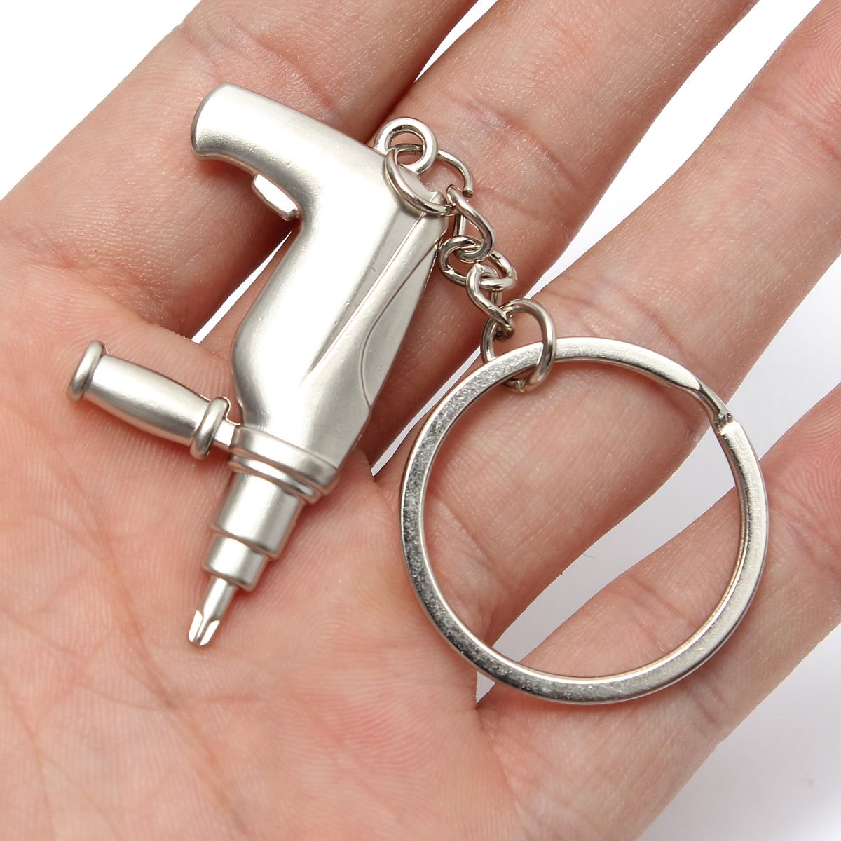 new mini electric drill shaped metal pendant key ring keyfob keychain for creative gift