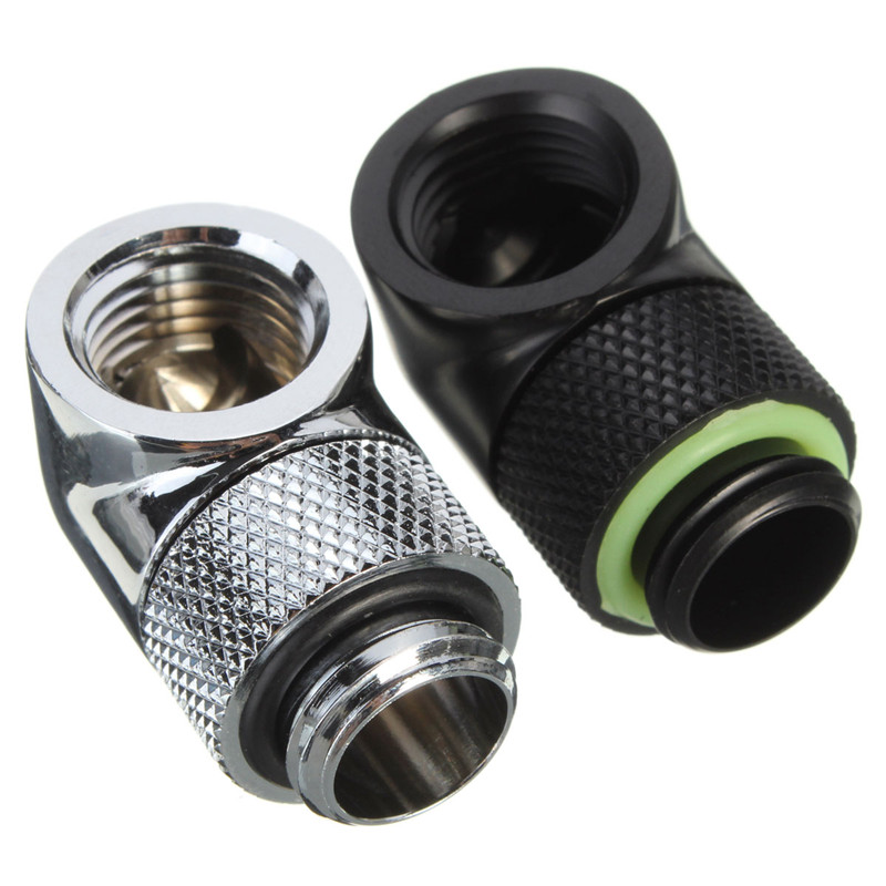 new water cooling connector 90 degree angle g1/4 thread nozzle rotary fitting adapter replacement chromeplate matt black silver