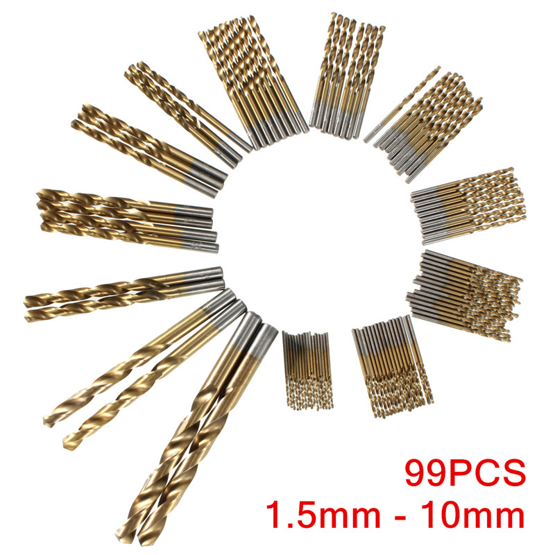 newest 99pcs/set titanium coated hss high speed steel drill bit set tool 1.5mm - 10mm newest 99pcs/set titanium coated hss high speed steel drill bit set tool 1.5mm - 10mm