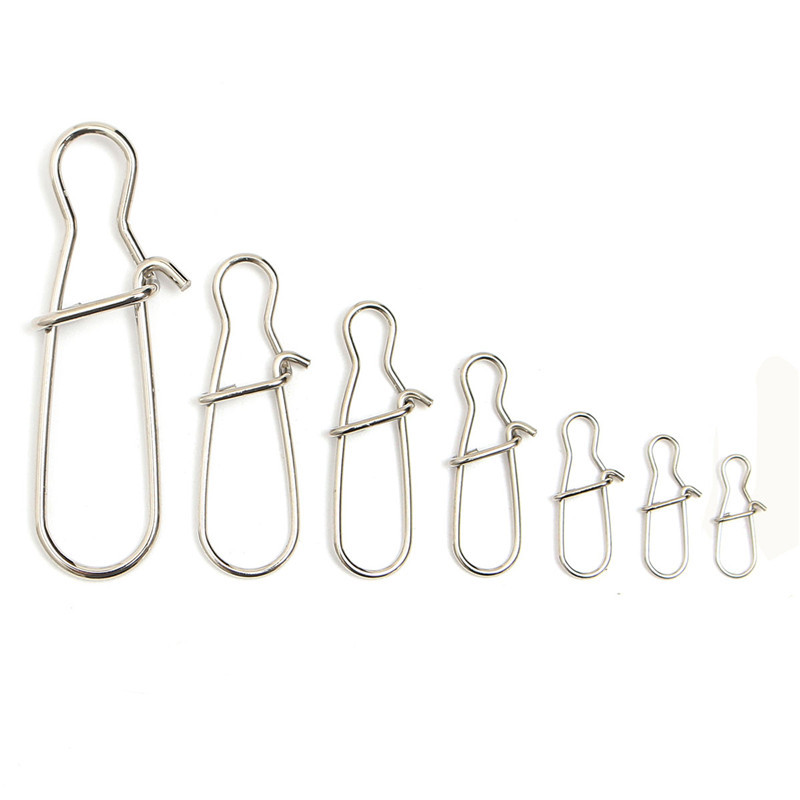 newest !! top selling 100pcs/lot mixed size stainless steel fastlock snap fishing barrel swivel safety snaps hooks