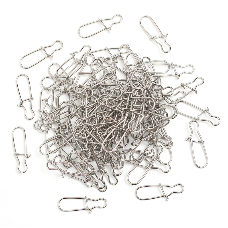 newest !! top selling 100pcs/lot mixed size stainless steel fastlock snap fishing barrel swivel safety snaps hooks