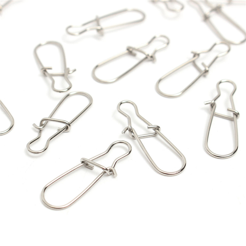 newest !! top selling 100pcs/lot mixed size stainless steel fastlock snap fishing barrel swivel safety snaps hooks
