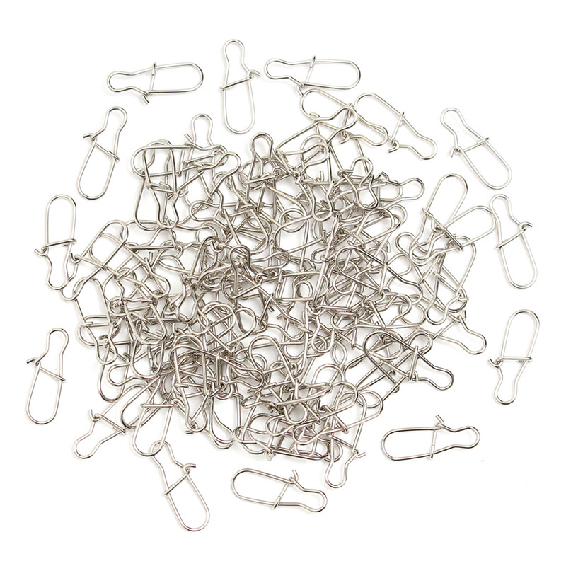 newest !! top selling 100pcs/lot mixed size stainless steel fastlock snap fishing barrel swivel safety snaps hooks