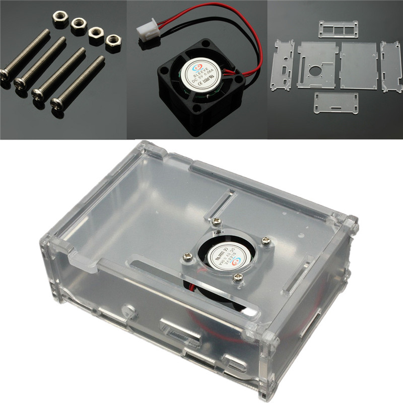 original clear acrylic case with cooling fan for raspberry pi model b+ (b plus) original clear acrylic case with cooling fan for raspberry pi model b+ (b plus)