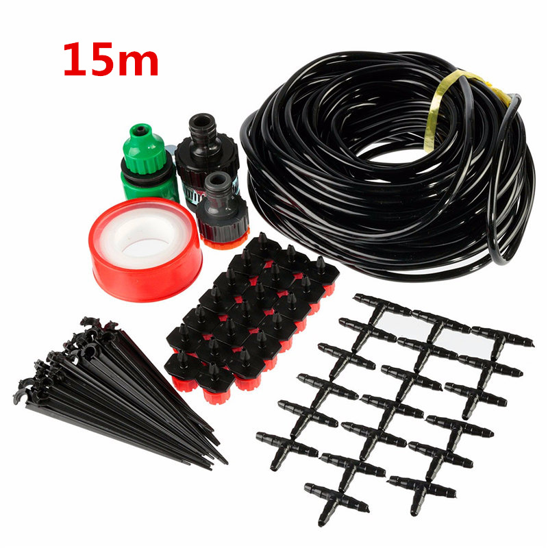 selling diy adjustable micro drip irrigation system plant self watering outdoor garden hose kits tool 8m/15m watering kits