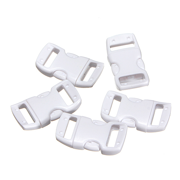 white 5pcs 3/8 10mm curved side release plastic buckles for paracord bracelet