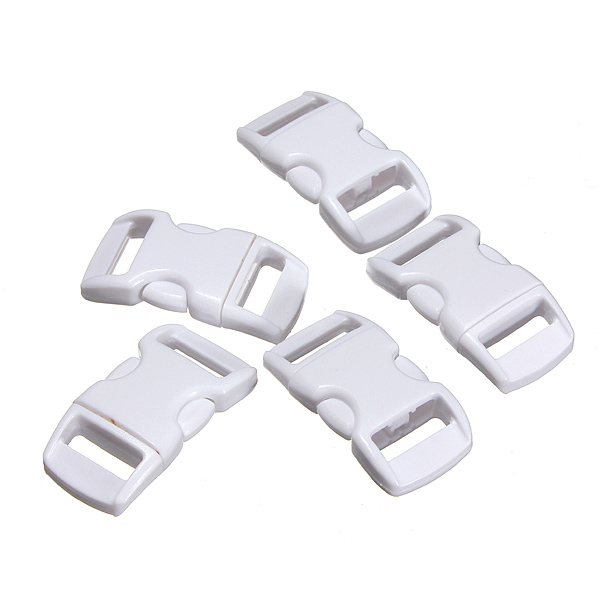 white 5pcs 3/8 10mm curved side release plastic buckles for paracord bracelet