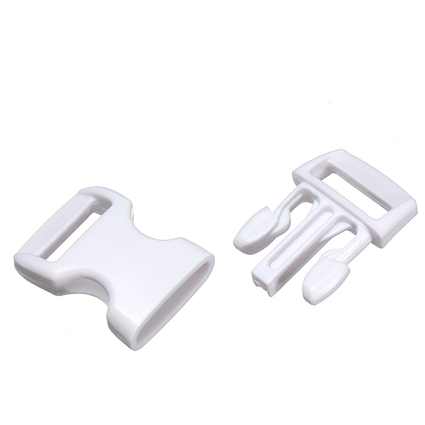 white 5pcs 3/8 10mm curved side release plastic buckles for paracord bracelet