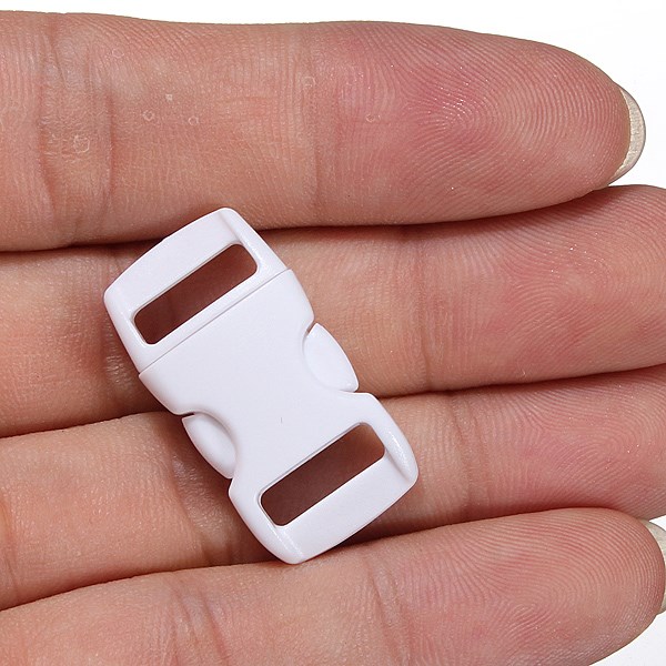 white 5pcs 3/8 10mm curved side release plastic buckles for paracord bracelet
