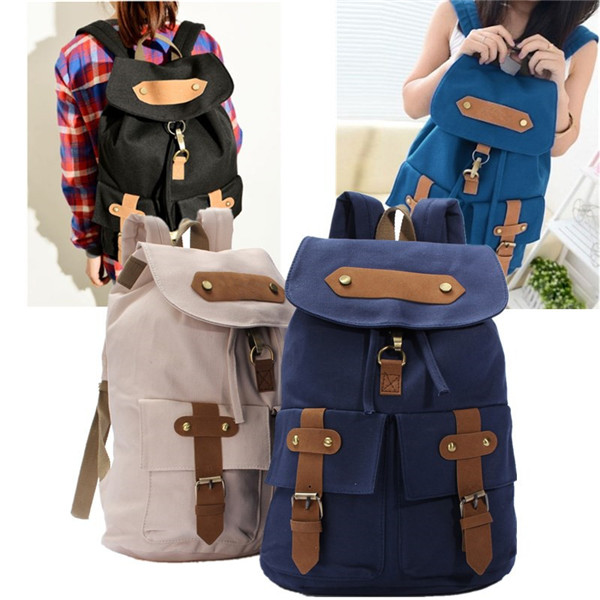 2015 new stylish fashion women vintage canvas satchel backpack rucksack shoulder school bag