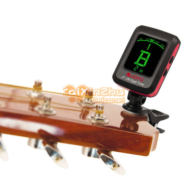 joyo jt-12b mini clip on digital electric guitar bass violin ukulele chromatic tuner with lcd backlight + battery