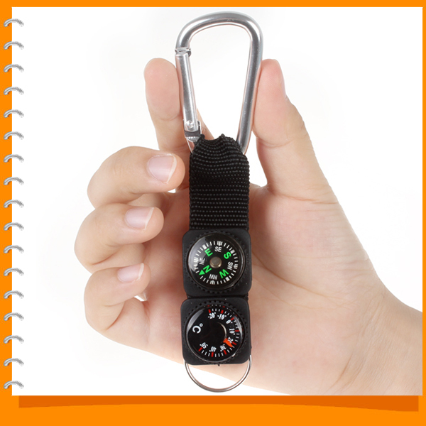 3pcs! 3 in 1 multifuntional waterproof carabiner & mini compass thermometer for outdoor camping hiking with key ring 3pcs! 3 in 1 multifuntional waterproof carabiner & mini compass thermometer for outdoor camping hiking with key ring