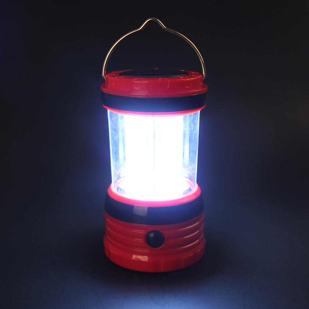dual solar panel rechargeable led camping light lantern led camping tent lamp with usb port for charging mobile phones / tablets
