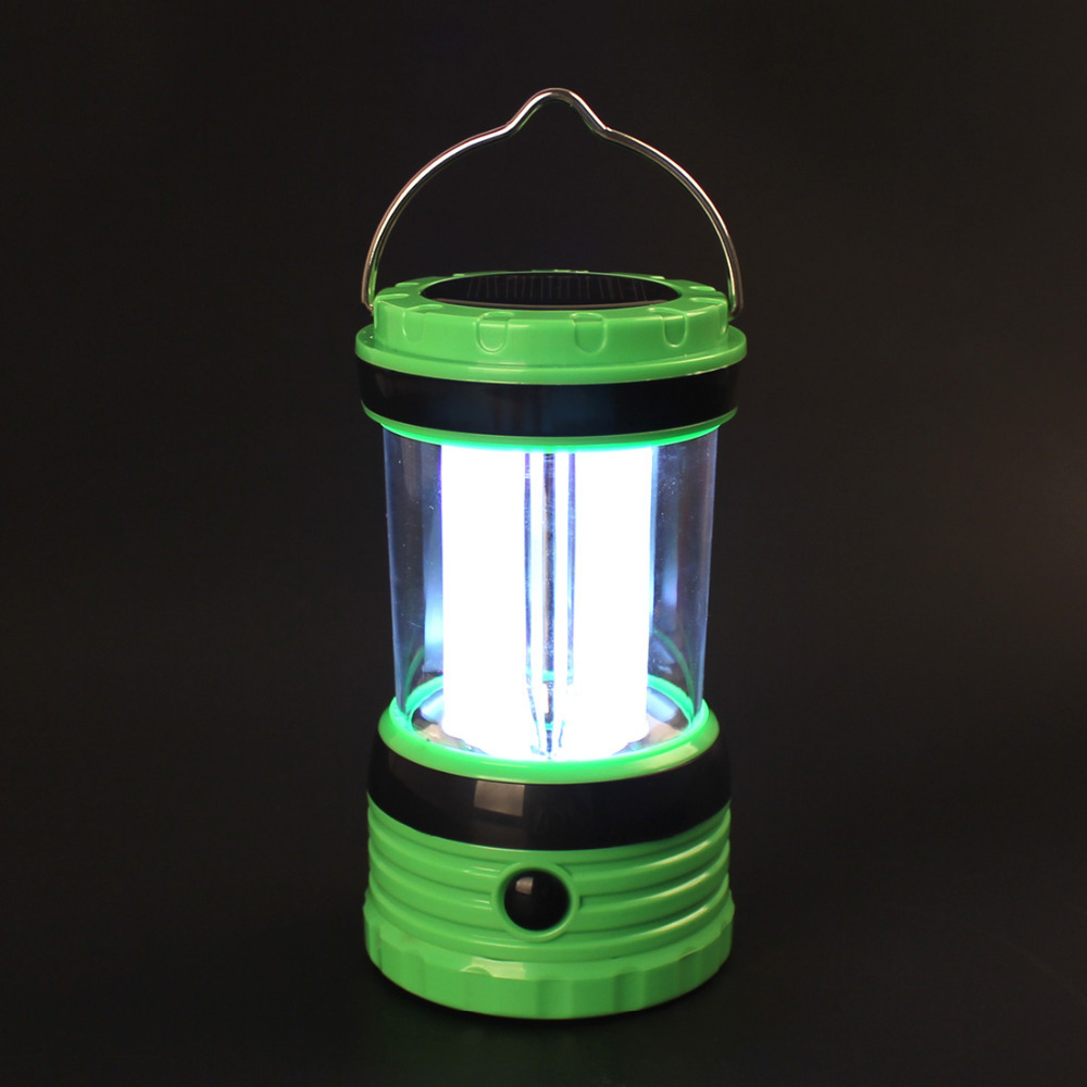dual solar panel rechargeable led camping light lantern led camping tent lamp with usb port for charging mobile phones / tablets