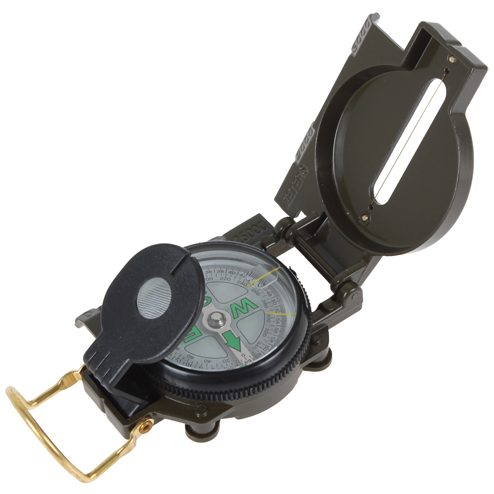 mini foldable army green metal compass handheld military compass with magnifier for hiking / camping / hunting / marching