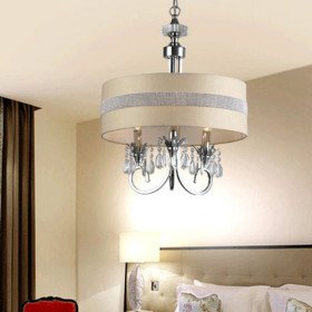 40w crystal pendant light with 3 lights - fabric cylinder lampshade 40w crystal pendant light with 3 lights - fabric cylinder lampshade