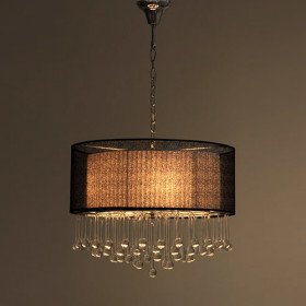 40w crystal pendant light with 4 lights - black cylinder lampshade 40w crystal pendant light with 4 lights - black cylinder lampshade