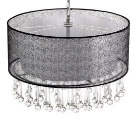 40w crystal pendant light with 4 lights - black cylinder lampshade