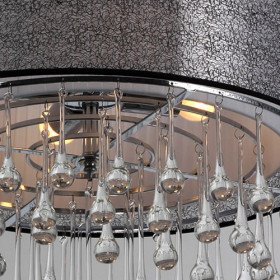 40w crystal pendant light with 4 lights - black cylinder lampshade