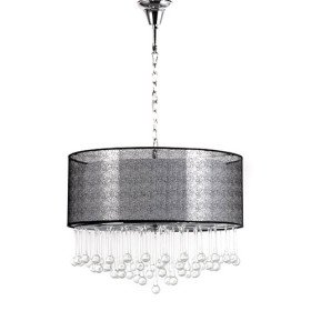 40w crystal pendant light with 4 lights - black cylinder lampshade