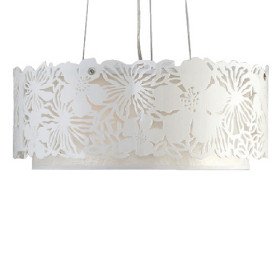 40w pendant light with 3 lights - floral featured cylinder lampshade