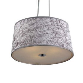 40w pendant light with 3 lights - pleuche cylinder lampshade