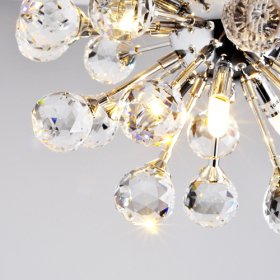 6-light floral shape k9 crystal ceiling light-white