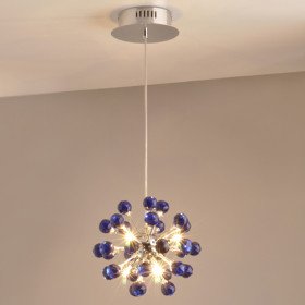 6-light floral shape k9 crystal pendant-blue 6-light floral shape k9 crystal pendant-blue