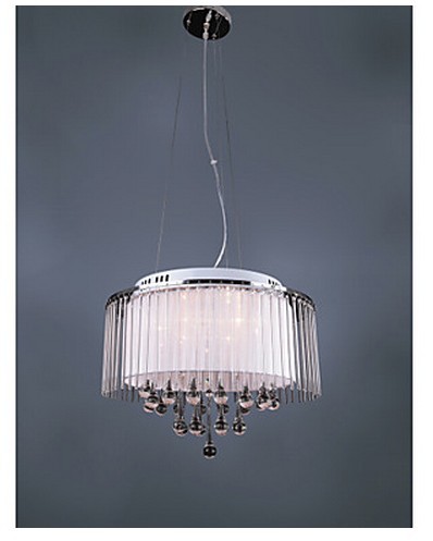 beautiful crystal drop 5-light pendant light with fabric lamp