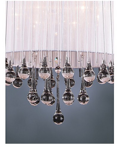 beautiful crystal drop 5-light pendant light with fabric lamp