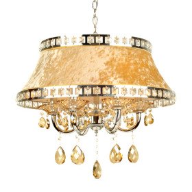 luxuriant golden 4-light pendant light with glaring pleuche lamp