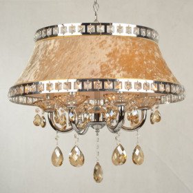 luxuriant golden 4-light pendant light with glaring pleuche lamp