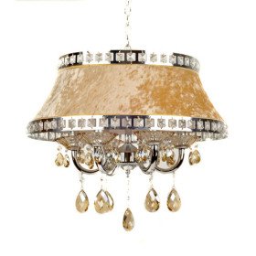 luxuriant golden 4-light pendant light with glaring pleuche lamp