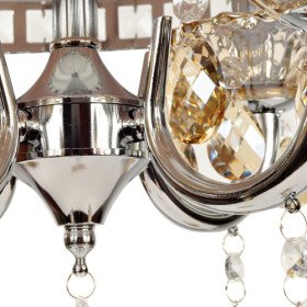 luxury brown pleuche 4-light pendant light with golden crystal drops