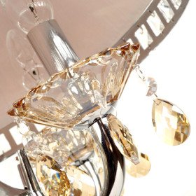 luxury brown pleuche 4-light pendant light with golden crystal drops