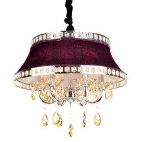 modena pleuche 6-light pendant light with golden crystal drops