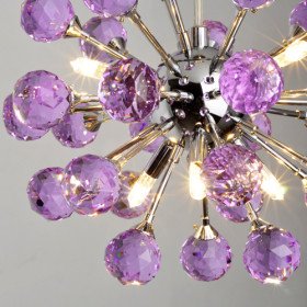 new 6-light floral shape k9 crystal pendant-purple