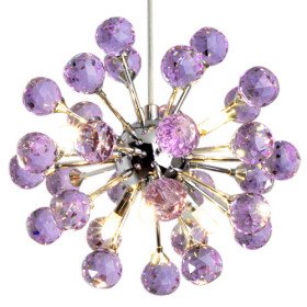 new 6-light floral shape k9 crystal pendant-purple